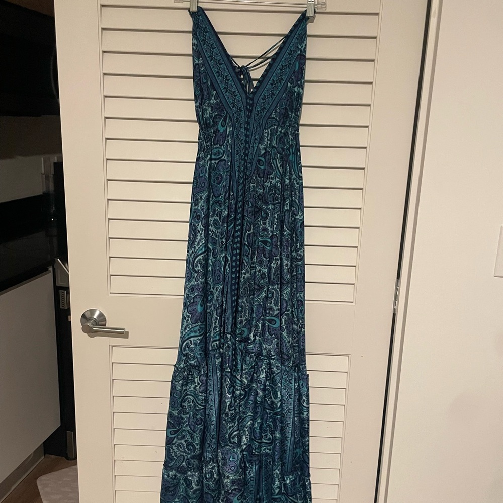 Blue Patterned Maxi Dress